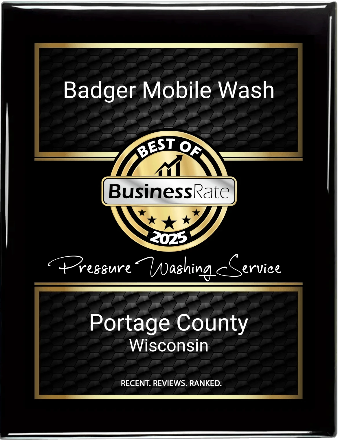 Badger Mobile Wash Best of BusinessRate 2025 Pressure Washing Service Portage County Wisconsin award